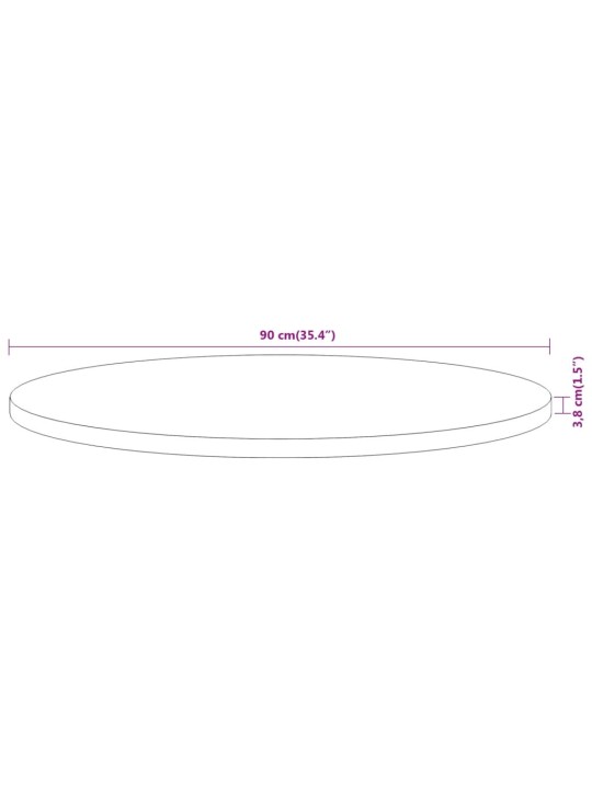 Stolní deska ø 90 x 3,8 cm kulatá masivní akáciové dřevo