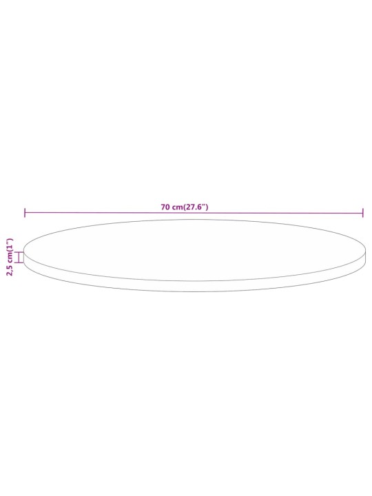 Stolní deska Ø 70 x 2,5 cm kulatá masivní mangovníkové dřevo
