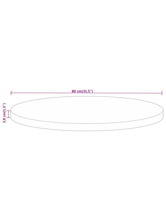Stolní deska ø 80 x 3,8 cm kulatá masivní mangovníkové dřevo