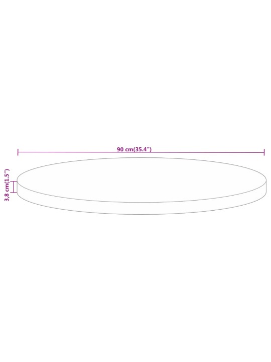 Stolní deska ø 90 x 3,8 cm kulatá masivní mangovníkové dřevo