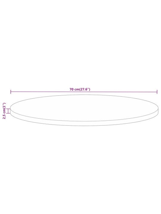 Stolní deska Ø 70 x 2,5 cm kulatá masivní mangovníkové dřevo
