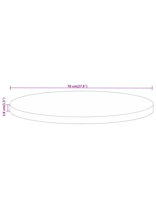 Stolní deska ø 70 x 3,8 cm kulatá masivní mangovníkové dřevo
