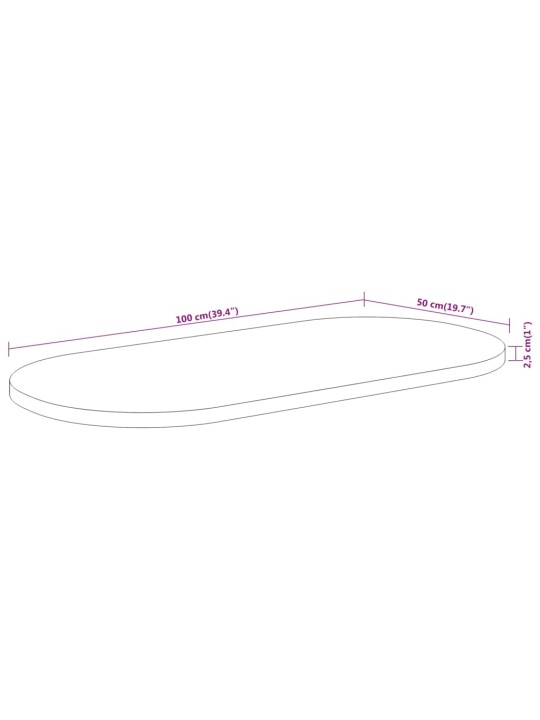 Stolní deska 100 x 50 x 2,5 cm oválná masivní akáciové dřevo