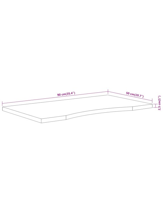 Stolní deska 90x50x2,5 cm obdélníková masivní akáciové dřevo