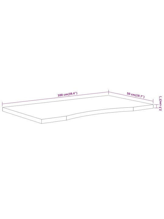 Stolní deska 100x50x2,5 cm obdélníková masivní akáciové dřevo
