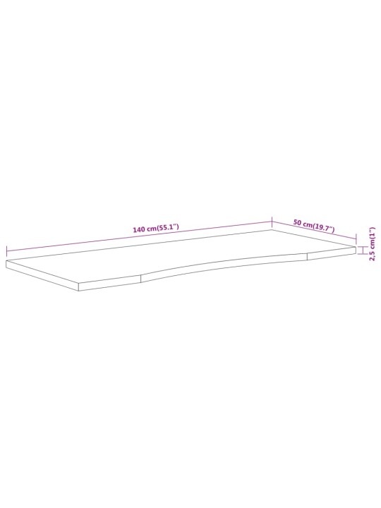 Stolní deska 140x50x2,5 cm obdélníková masivní akáciové dřevo