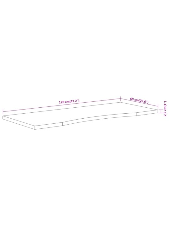 Stolní deska 120x60x2,5 cm obdélníková masivní akáciové dřevo