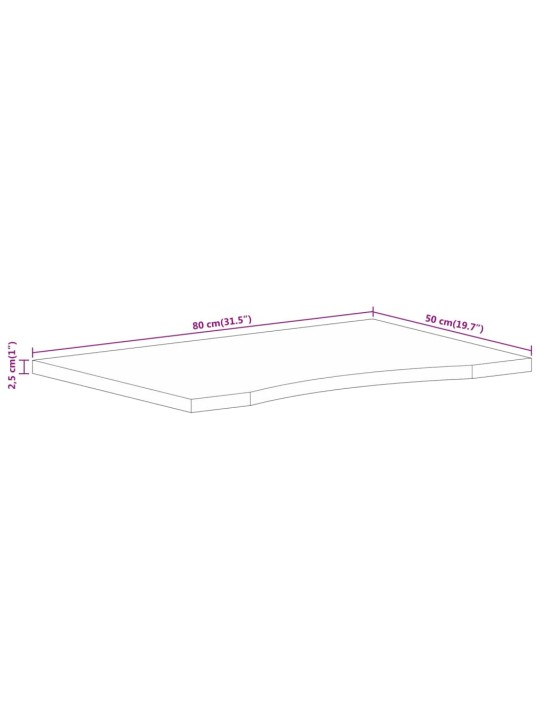 Stolní deska s výřezem 80 x 50 x 2,5 cm masivní hrubý mangovník