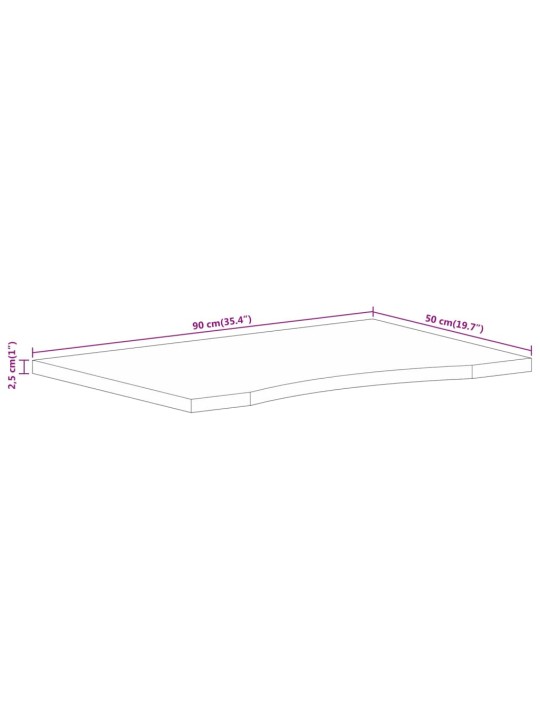 Stolní deska s výřezem 90 x 50 x 2,5 cm masivní hrubý mangovník