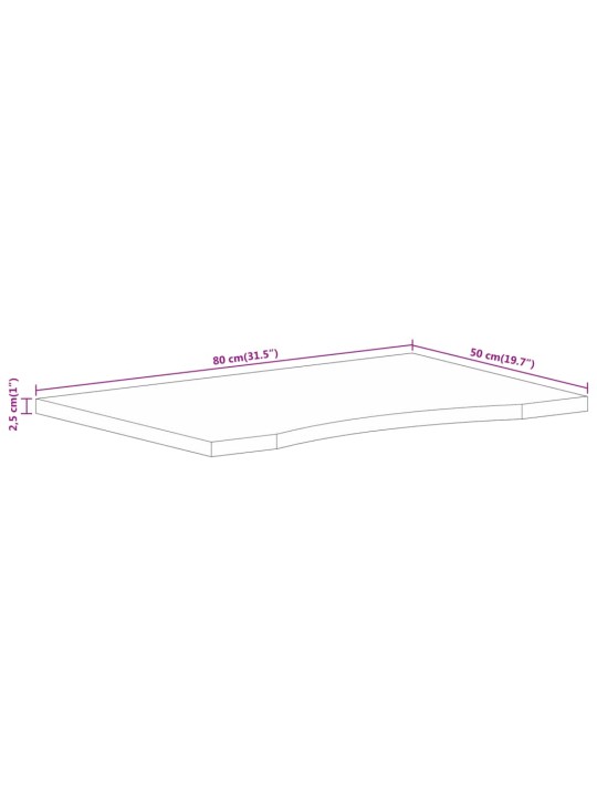 Stolní deska s výřezem 80 x 50 x 2,5 cm masivní hrubý mangovník