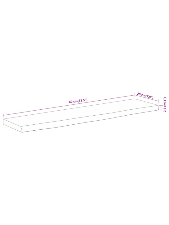 Nástěnná police 80x20x2,5 cm obdélník masivní akácie živá hrana