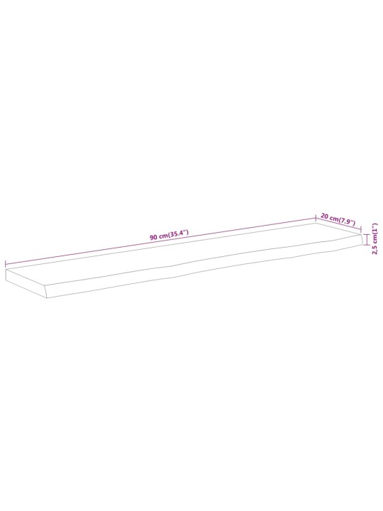 Nástěnná police 90x20x2,5 cm obdélník masivní akácie živá hrana