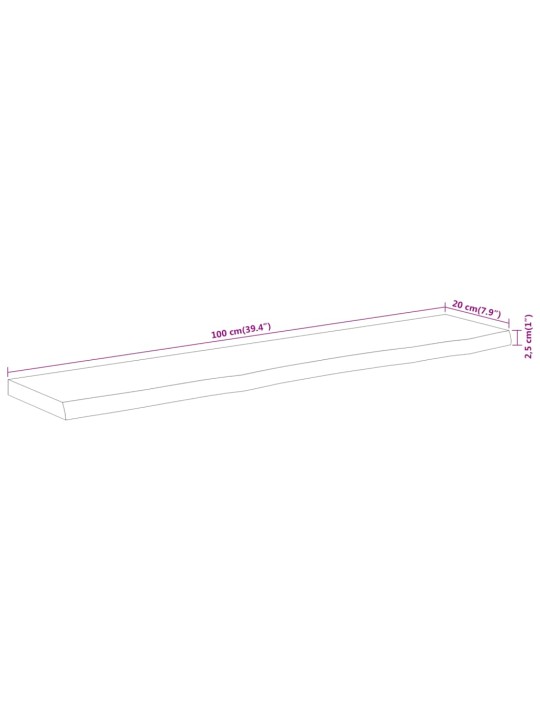 Nástěnná police 100x20x2,5cm obdélník masivní akácie živá hrana
