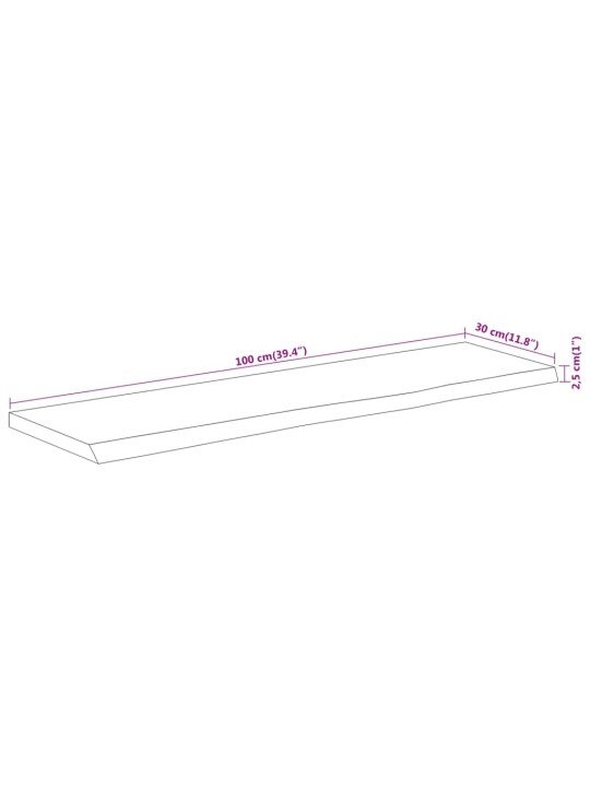 Nástěnná police 100x30x2,5cm obdélník masivní akácie živá hrana