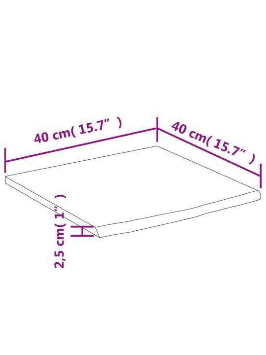 Nástěnná police 40x40x2,5 cm čtverec masivní akácie živá hrana