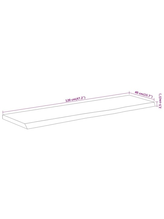 Stolní deska 120x40x2,5 cm obdélník masivní akácie živá hrana