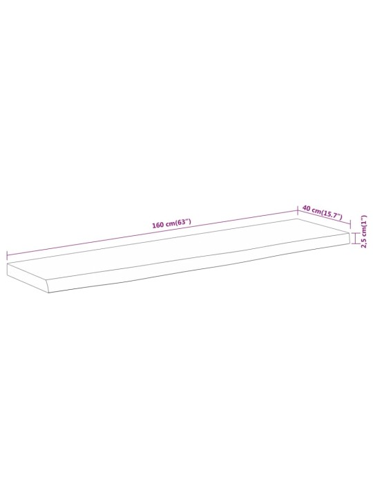 Stolní deska 160x40x2,5 cm obdélník masivní akácie živá hrana