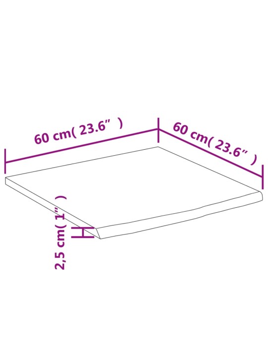 Koupelnová deska 60x60x2,5 cm čtvercová masivní akáciové dřevo