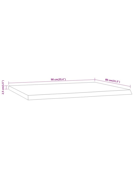 Stolní deska 90x80x2,5 cm obdélník masivní akácie živá hrana