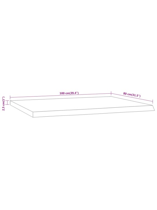 Stolní deska 100x80x2,5 cm obdélník masivní akácie živá hrana