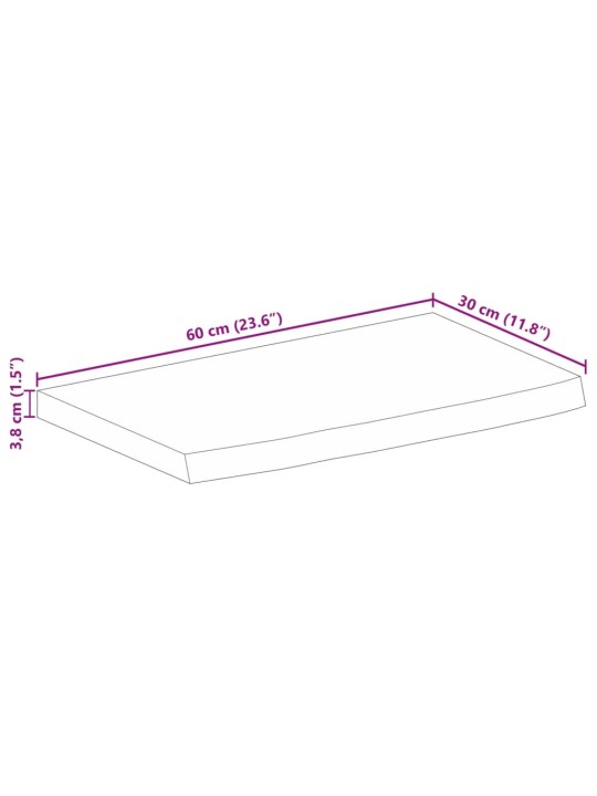 Stolní deska 60x30x3,8 cm živá hrana hrubé mangovníkové dřevo