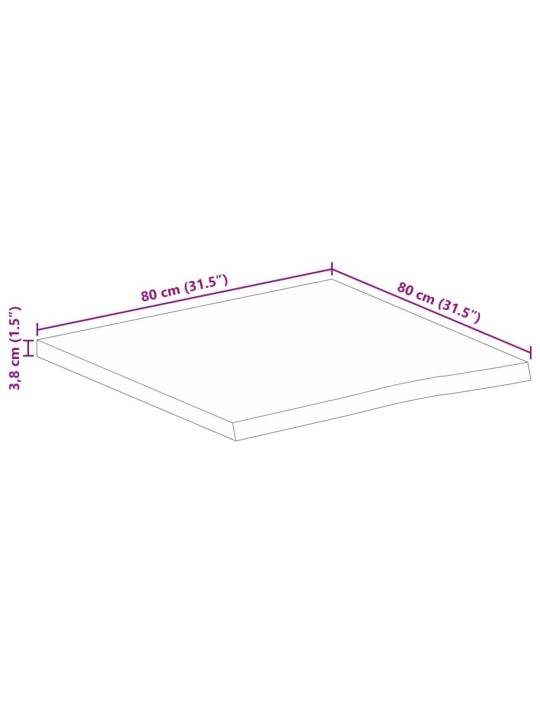 Stolní deska 80x80x3,8 cm živá hrana hrubé mangovníkové dřevo