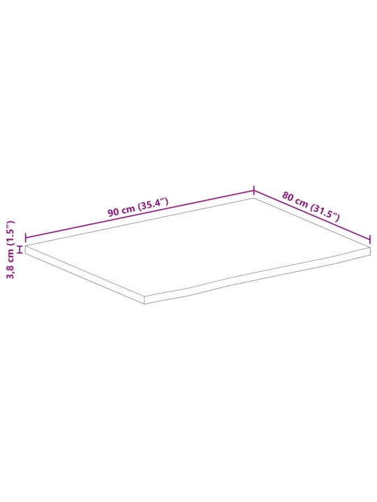 Stolní deska 90x80x3,8 cm živá hrana hrubé mangovníkové dřevo
