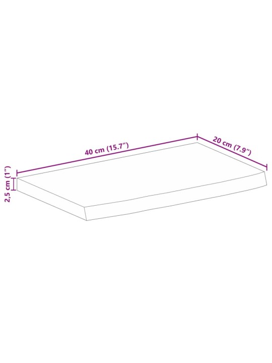 Stolní deska živá hrana 40 x 20 x 2,5 cm masivní mangovník