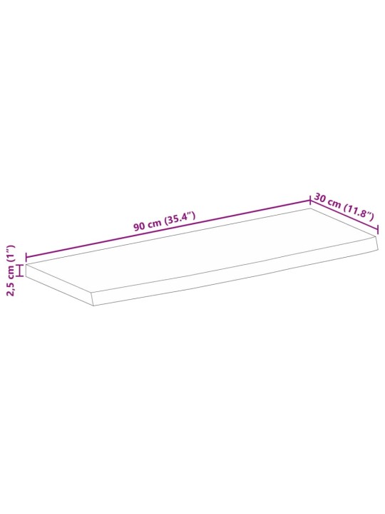 Stolní deska živá hrana 90 x 30 x 2,5 cm masivní mangovník