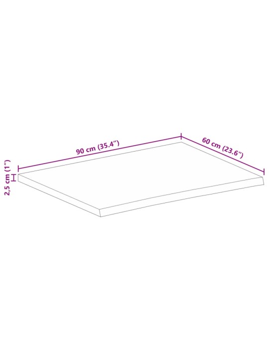 Stolní deska živá hrana 90 x 60 x 2,5 cm masivní mangovník