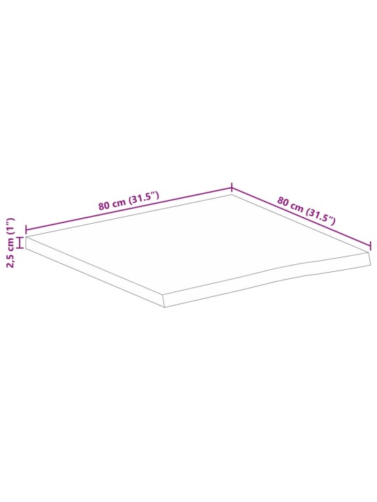Stolní deska živá hrana 80 x 80 x 2,5 cm masivní mangovník