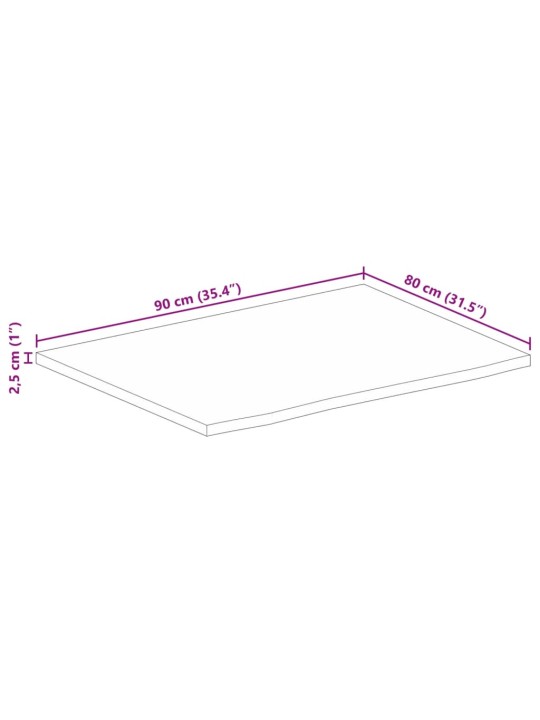 Stolní deska živá hrana 90 x 80 x 2,5 cm masivní mangovník