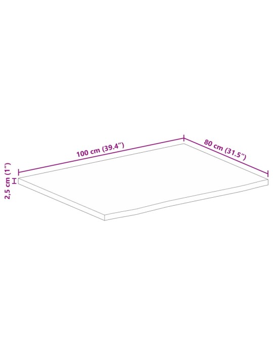 Stolní deska živá hrana 100 x 80 x 2,5 cm masivní mangovník