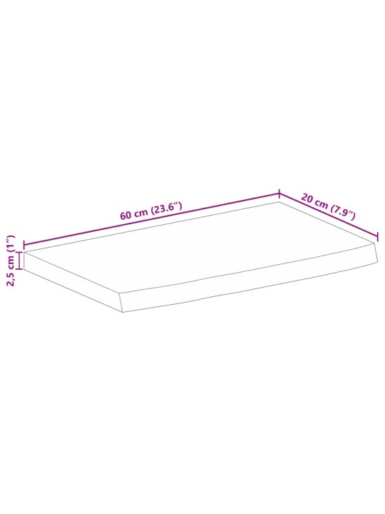 Stolní deska živá hrana 60 x 20 x 2,5 cm masivní mangovník