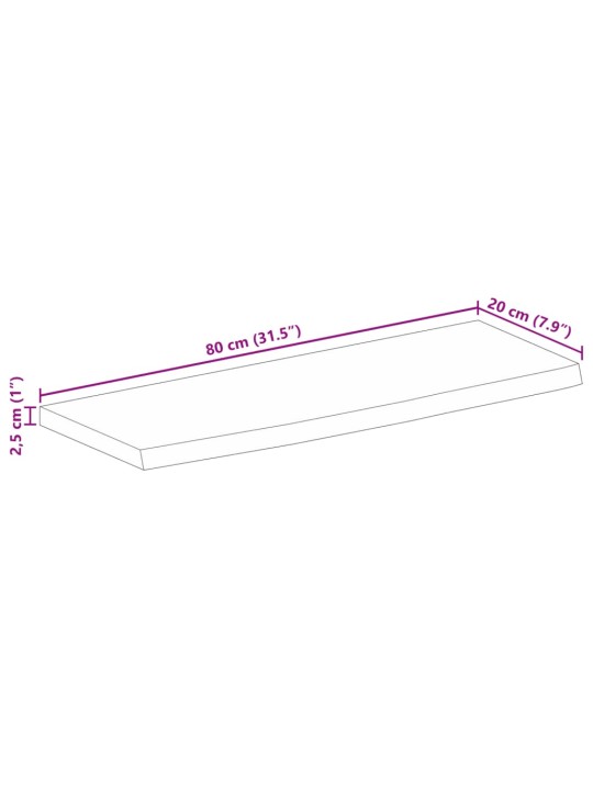 Stolní deska živá hrana 80 x 20 x 2,5 cm masivní mangovník