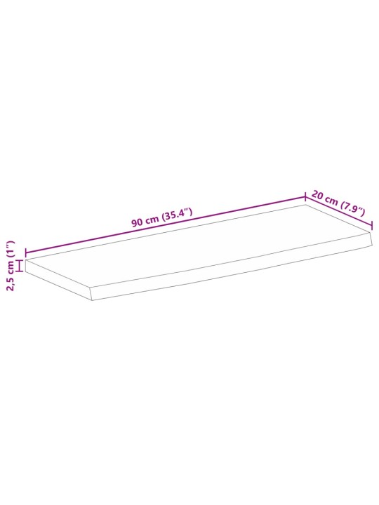 Stolní deska živá hrana 90 x 20 x 2,5 cm masivní mangovník