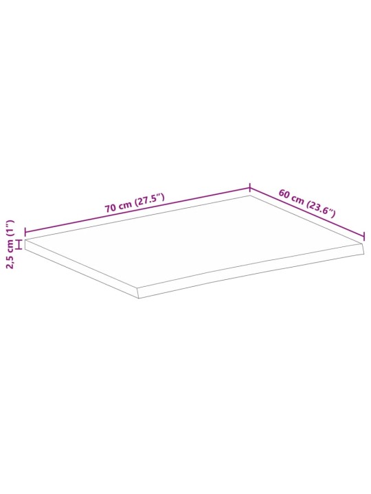 Stolní deska živá hrana 70 x 60 x 2,5 cm masivní mangovník