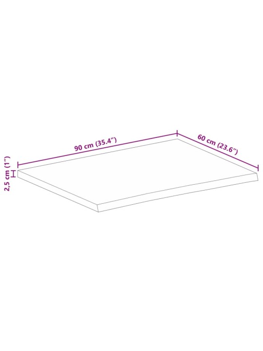 Stolní deska živá hrana 90 x 60 x 2,5 cm masivní mangovník