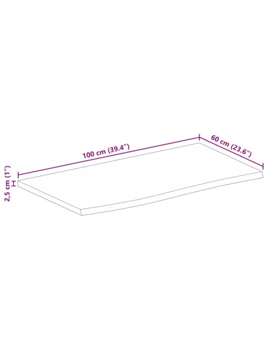 Stolní deska živá hrana 100 x 60 x 2,5 cm masivní mangovník