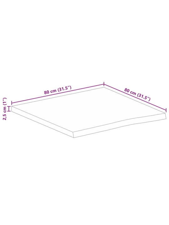 Stolní deska živá hrana 80 x 80 x 2,5 cm masivní mangovník
