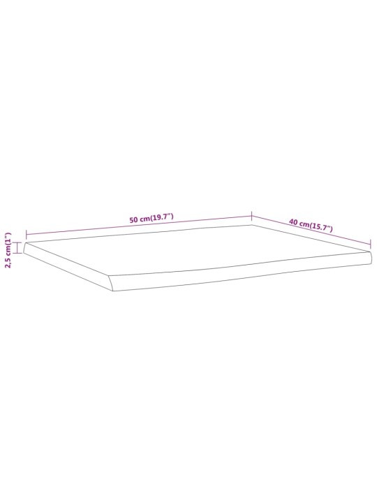 Stolní deska 50x40x2,5 cm obdélníková masivní akácie živá hrana