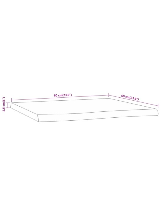 Stolní deska 60 x 60 x 2,5 cm čtverec masivní akácie živá hrana