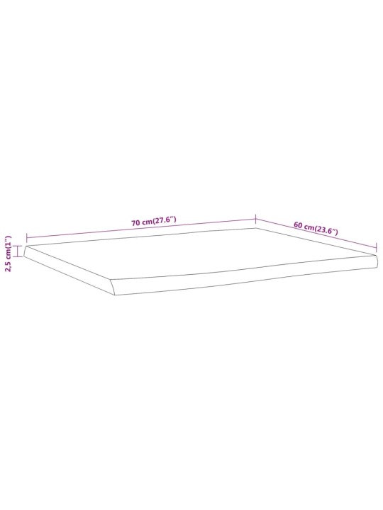 Stolní deska 70x60x2,5 cm obdélník masivní akácie živá hrana