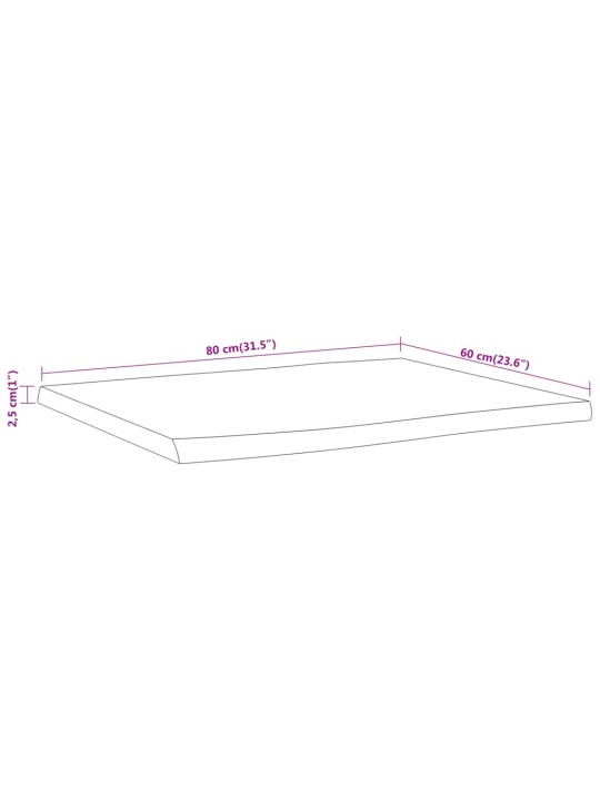 Stolní deska 80x60x2,5 cm obdélník masivní akácie živá hrana