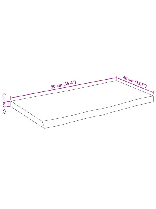 Stolní deska živá hrana 90x40x2,5 cm masivní hrubý mangovník