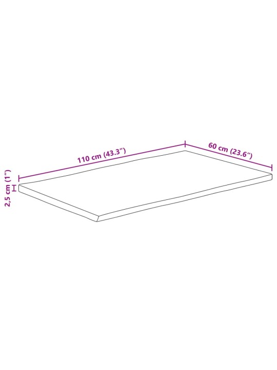 Stolní deska živá hrana 110x60x2,5 cm masivní hrubý mangovník