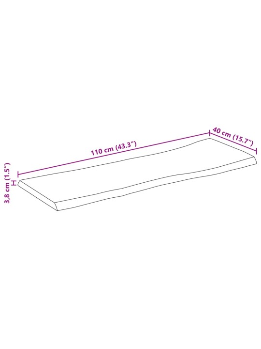 Stolní deska živá hrana 110x40x3,8 cm masivní hrubý mangovník