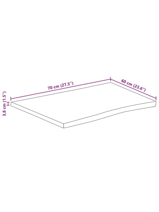 Stolní deska živá hrana 70x60x3,8 cm masivní hrubý mangovník