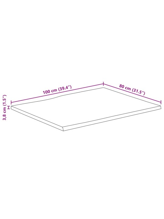 Stolní deska živá hrana 100x80x3,8 cm masivní hrubý mangovník