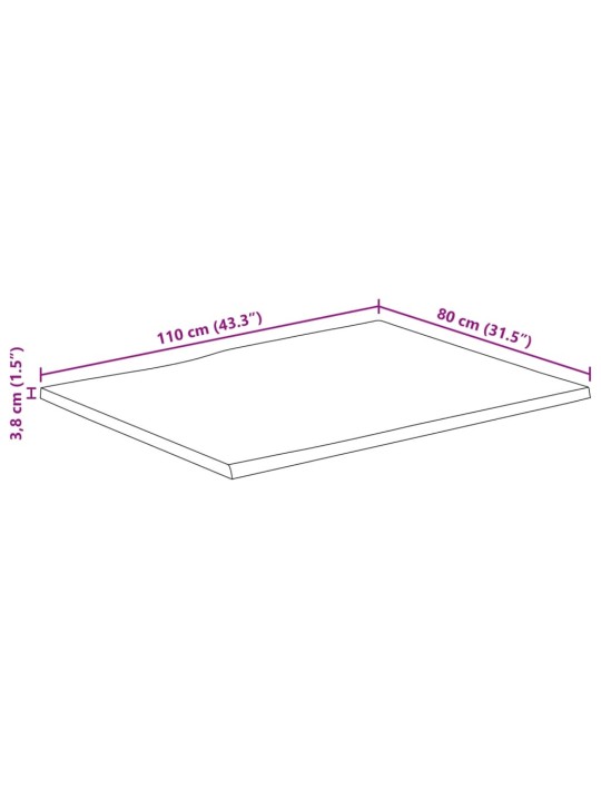 Stolní deska živá hrana 110x80x3,8 cm masivní hrubý mangovník